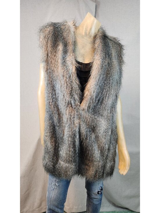 Banana Republic Jackets & Blazers - Banana Republic Gray Faux Fur Duster Vest Coat Jacket Womens XL XLARGE